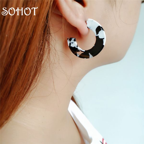 

so2018 acrylic colorful hoop earrings acetic acid brand popular jewelry statement gypsy femme party bijoux accessories gift, Golden;silver