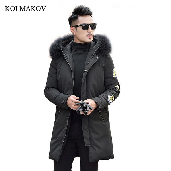 

new arrival winter style men thick warm leisure down coats fashion casual hooded detachable fur collar men's solid coat m-4xl, Black