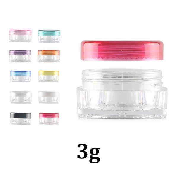 

3g PET plastic square bottom eye cream bottle face cream jars cosmetic