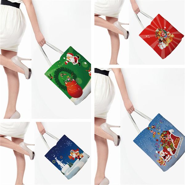 

christmas gift bag pure cotton canvas drawstring sock bags package bags with xmas santa design for gifts candy gift bags t1i782