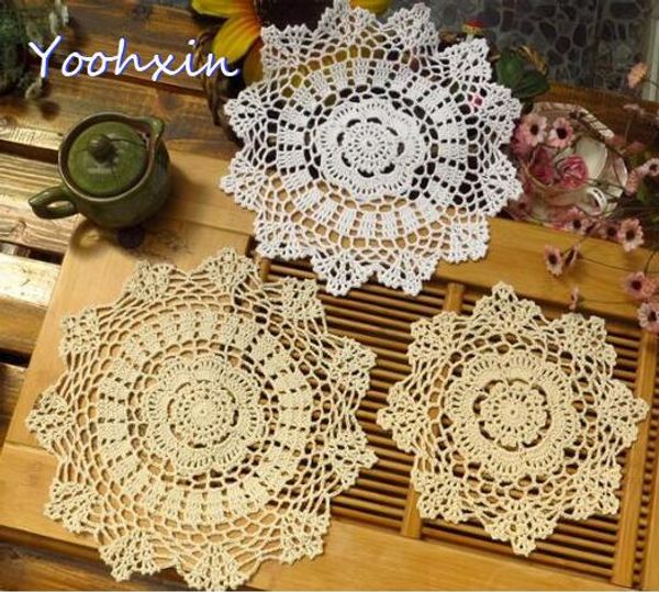 

round lace cotton table place mat pad cloth crochet placemat cup mug party christmas coffee coaster dining doily kitchen