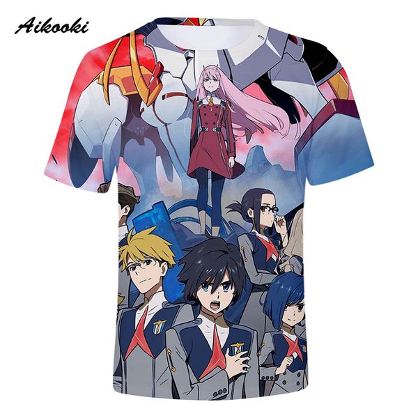 

aikooki 2018 darling in the franxx 3d t-shirt summer tshirt anime cool design t shirt men hip hop cotton t shirt 3d tees, White;black