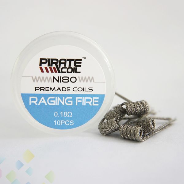 

Pirate Raging fire coil Premade Coils 0.18ohm Ni80 Material Electronic Cigarette Accessories Fit DIY RDA RTA Atomizers DHL Free