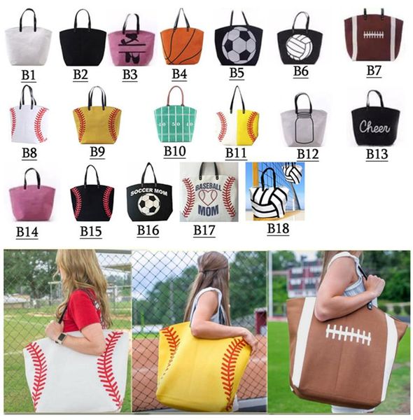 Canvas Bag Baseball Tote Sports Sports Sports Softball Bag de futebol de futebol Basquete Cotton Cotton Tote Bag 18 Style CNY586