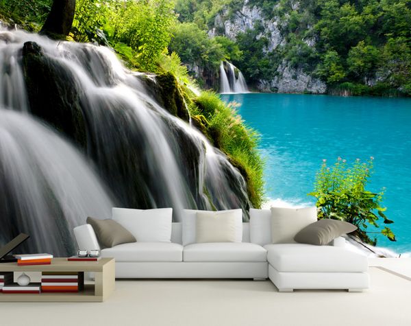 Benutzerdefinierte Fototapete Scenic Wasserfall Landschaft TV Hintergrund Schlafzimmer Foto Wall Paper 3D Wandbild Wall Paper Painting