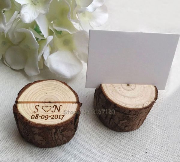 20pcs personalized wood table number holder Guest Card Holders woodland wedding place card stand name tag holder Rustic wedding