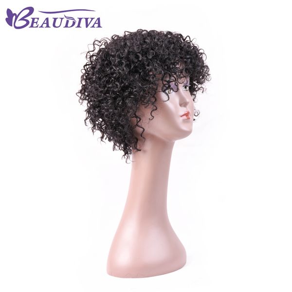 Beaudiva Kinky Curl Natural Color Short Hair Wig Deyable Natural