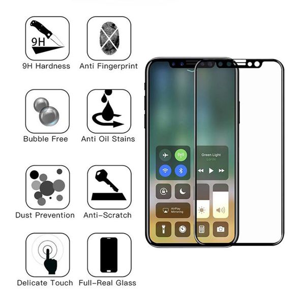 

one piece for iphone 8 xs max xr 5d tempered glass curved screen protector for iphone6 6s 7 8 plus edge full cover film 3d edge