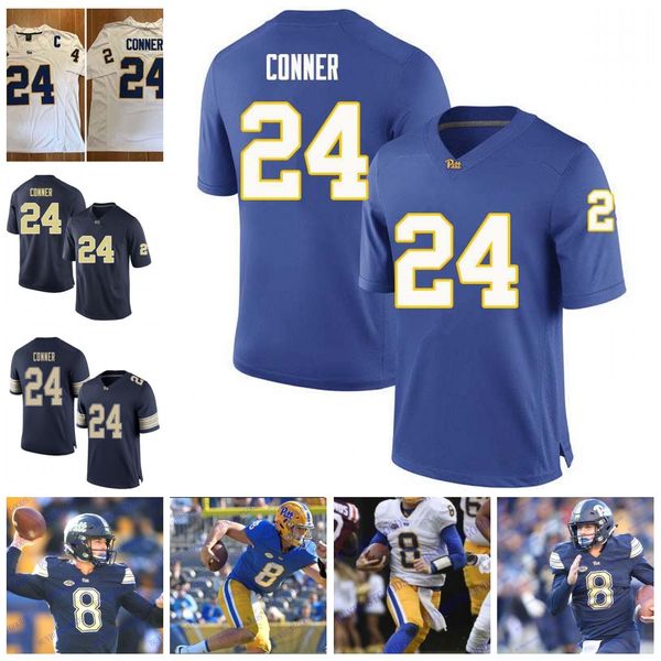 

custom pittsburgh panther college football #24 conner 8 pickett pitt 25 lesean mccoy 1 larry fitzgerald with acc patch jerseys, Black;red
