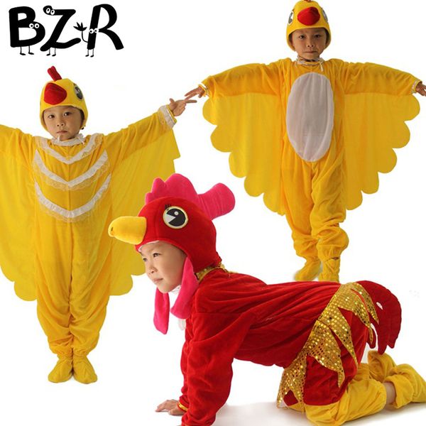 

bazzery children cosplay clothing stage show animal cosplay costumes boys girl cock hen chick performance drama wear suit, Black;red