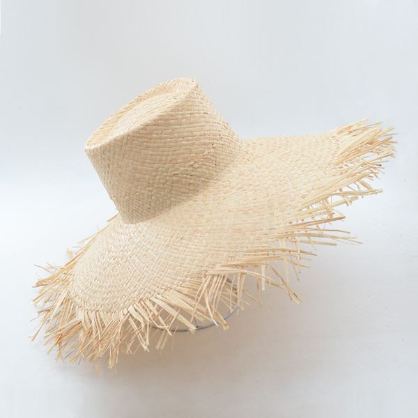 

muchique bucket hat summer sun hat for women frayed edge raffia straw beach fashion floppy hats, Blue;gray