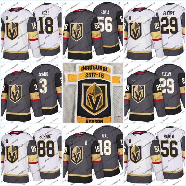 

Youth Inaugural patch Vegas Golden Knights Neal Fleury Karlsson Haula Schmidt Hunt Perron 2018 Season Vegas Centennial Hockey Jersey