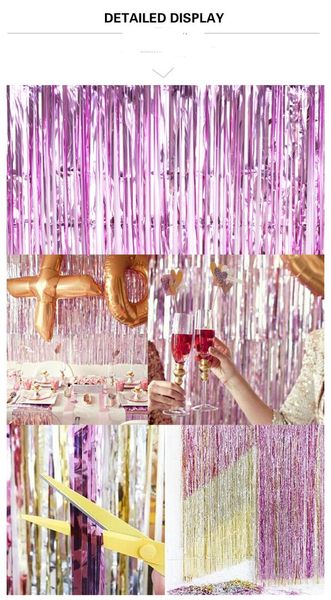 

92*245 cm foil curtain metallic gold foil fringe curtain tinsel fringe door window party decoration