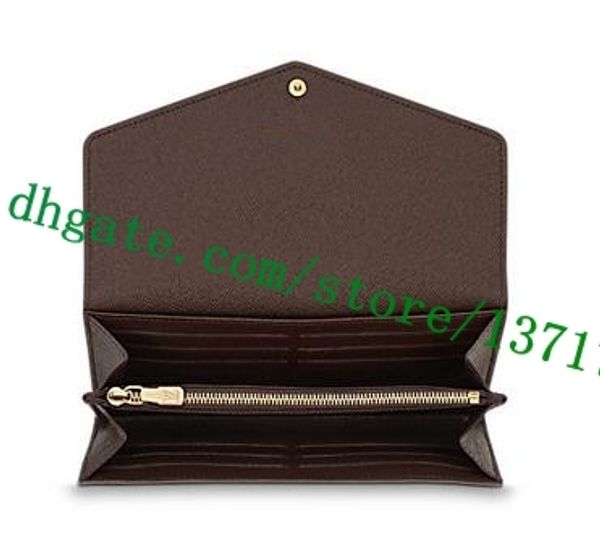 

Top Grade коричневый плед холст с покрытием натуральная кожа Сара бумажник N63209 женщин лоскут Оснастки кнопка бумажник