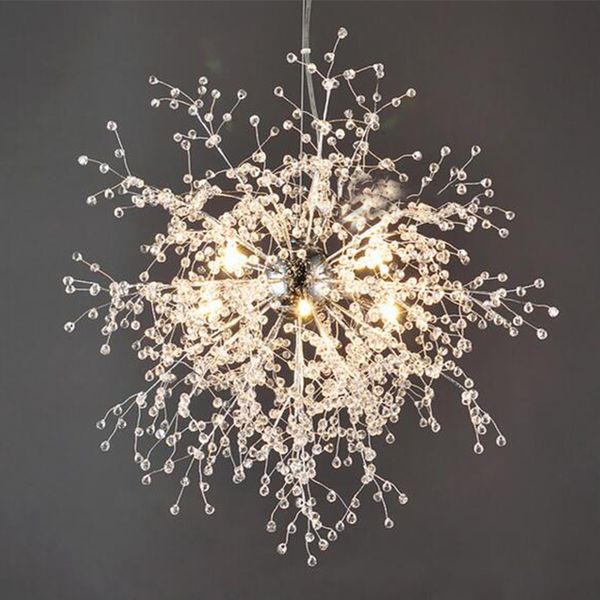 Contemporânea moderna Lustres de Cristal Dandelion Iluminação Pendurado Lâmpada Pendurada para Quarto Cozinha Sala de Jantar Luminária de Iluminação Interior