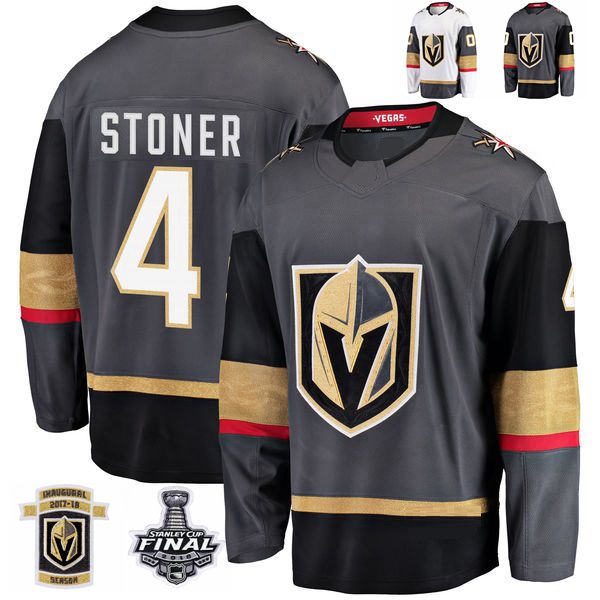 

2018 stanley cup final vegas golden knights clayton stoner hockey jerseys stitched 4 clayton stoner jersey custom name grey inaugural patch, Black;red