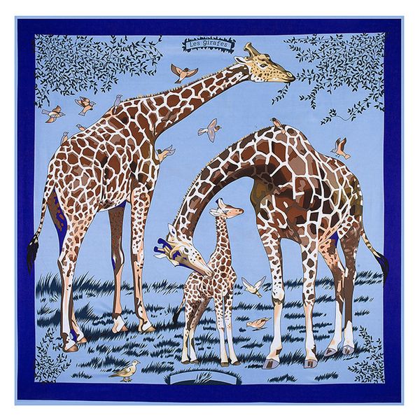 

130cm*130cm High Quality Large Square Scarves Shawls,Luxury Brand H Letter Les girafes Print Twill Silk Scarf For Women Headband S18101904