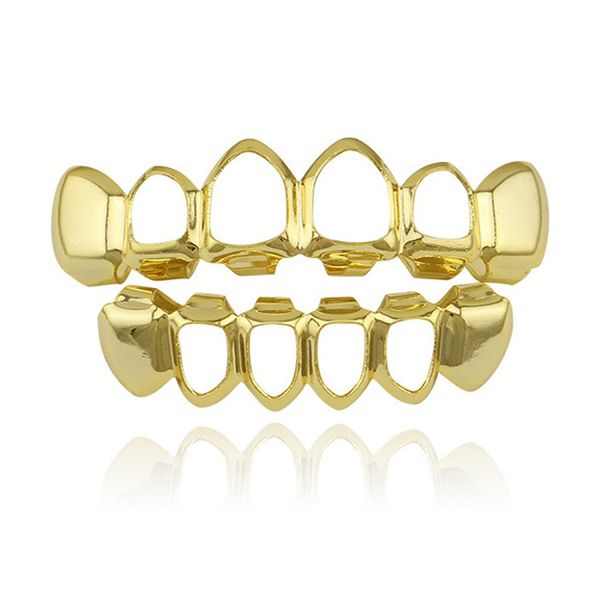

hip hop hollow grillz real gold plated dental grills breakdancing rapper body jewelry four colors golden silver rose gold gun black