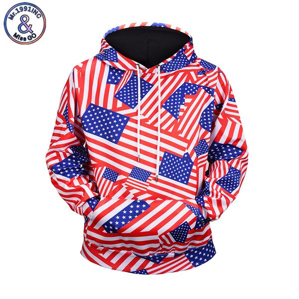 

mr.1991inc flag printed 3d sweatshirts men with hat autumn hoody hooded tops outwear eu size hoodies pullover tracksuits, Black