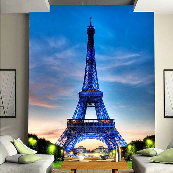 Custom Mural Wall Paper Classic City Building Eiffel Tower Living Room Entrance Photo Background Non Woven Wallpaper Home Decor Textured Wallpaper