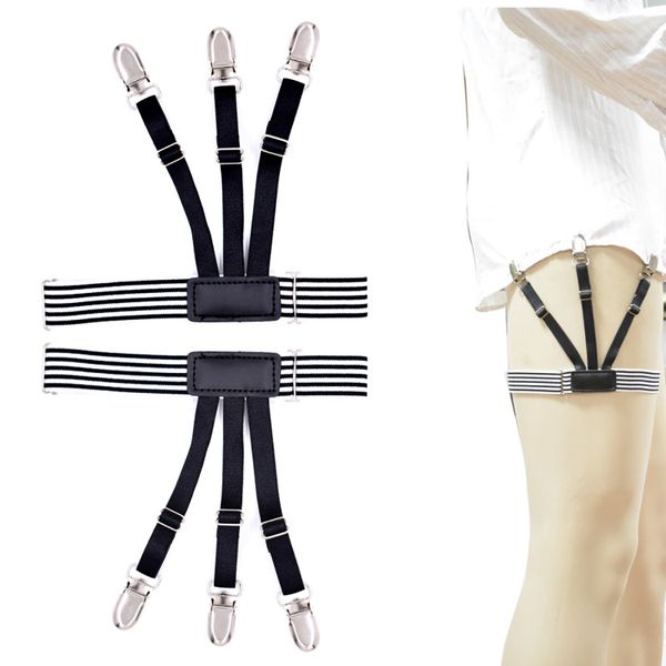

mens shirt stays garters suspenders braces for shirts gentleman leg elastic men shirt suspenders garter holder locking clamps, Black;white