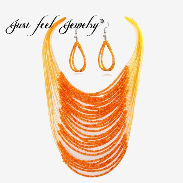 

just feel africa beads ethnic jewelry sets multi layer colorful statement necklace earrings ethiopia beads jewelry for women, Slivery;golden