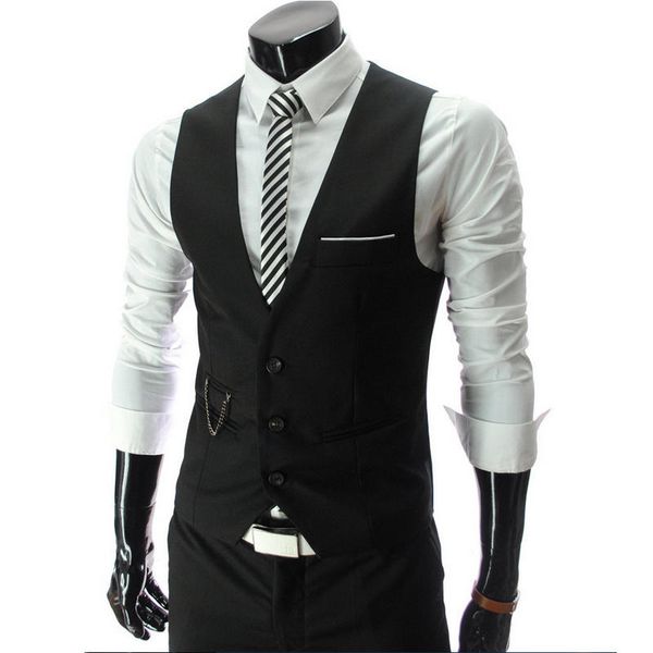 

2018 new arrival dress vests for men slim fit mens suit vest male waistcoat gilet homme casual sleeveless formal business jacket, Black;white