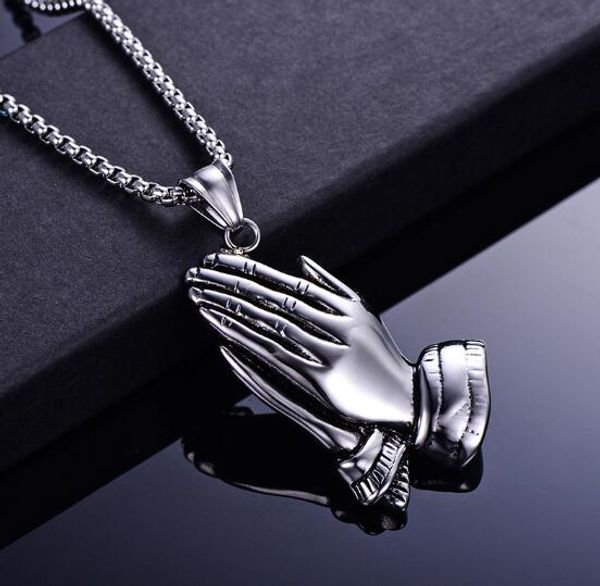 

europe and the united states stainless steel prayer necklace titanium steel men's hands with 10 pendants popular fashion, Silver