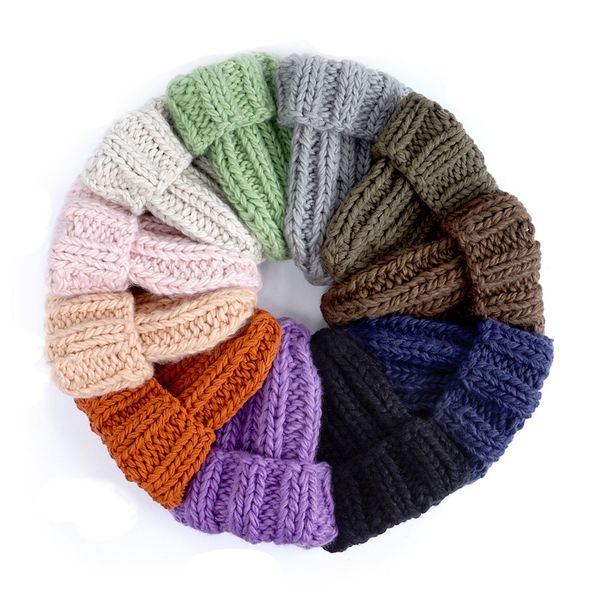 Große Mädchen Frau Häkeln Kappen Mode Herbst Winter Stricken Wolle Hüte Candy Farben Boutique 11 Farben Kappe C5553