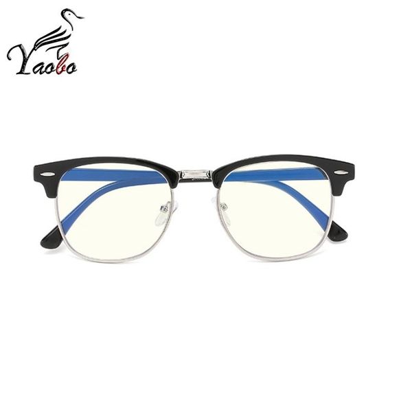 

2018 half metal women glasses frame men eyeglasses frame vintage square anti-blue glasses optical spectacle spectacles, Silver