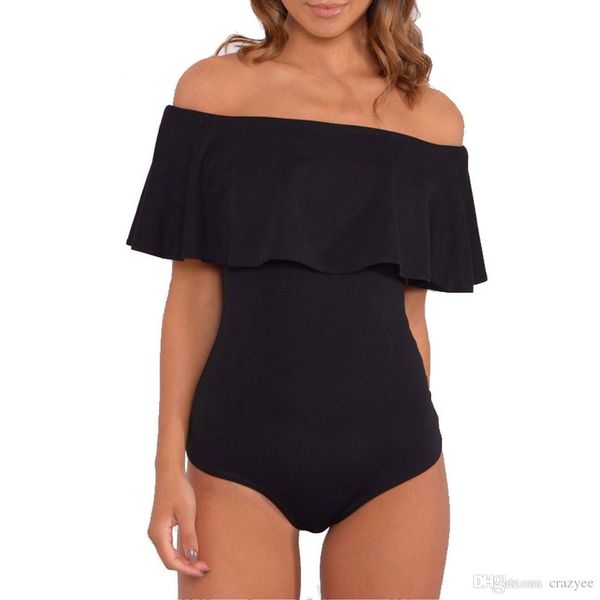 

women jumpsuits slash neck off shoulder rompers half sleeve bodysuit casual playsuit bodysuit clubwear, Black;white