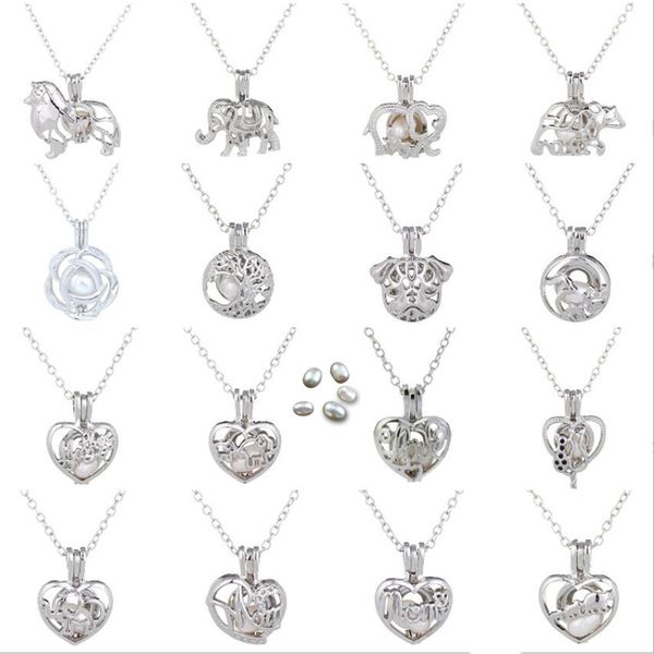 

новые прибытия жемчужина кейдж ювелирные изделия медальон кулон выводы кейдж эфирное масло диффузор медальон для устрицы жемчужное волокно м, Silver