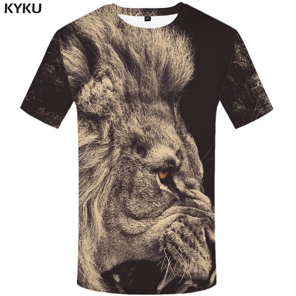 

kyku lion t shirt animal plus size design clothes t-shirt tshirt clothing men mens hip hop homme, White;black
