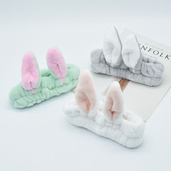 

hair bands wholesale cartoon lady wash head with make-up mask yoga headband creative long ear hair band