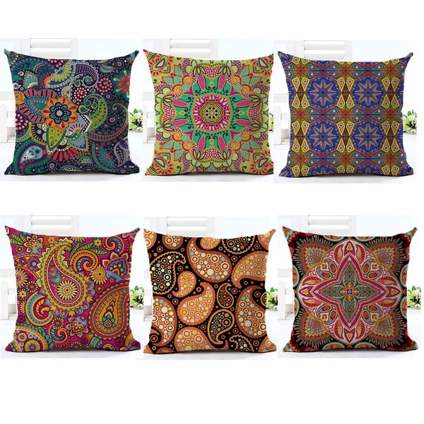 Paisley Cushion Cover Bohemian Style Pillow Cover Cotton Linen