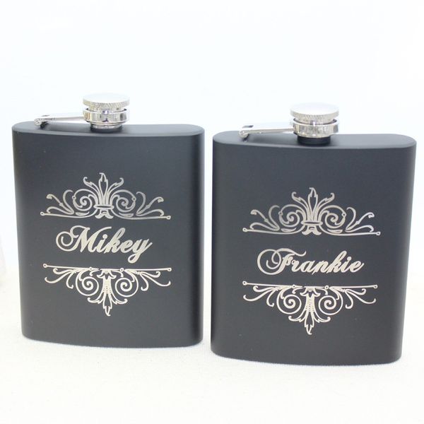 

personalized hip flask black 6oz - logo engraved