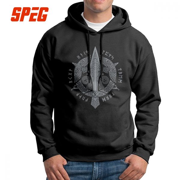 

gungnir hoodies men funny pullovers pure cotton new arrival hooded sweatshirt, Black