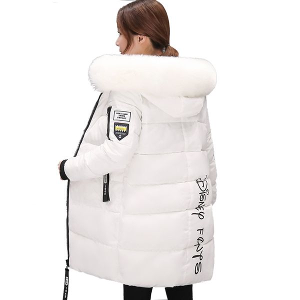 

padded 2018 fur collar women winter jacket warm thicken long women coat outerwear for women parka s18101504, Black