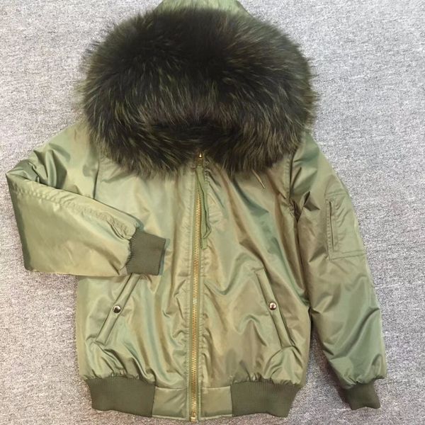 

bomber pilot khkai jacket with olive green high street woman hooded bomber jacket large raccoon fur collar short, Black