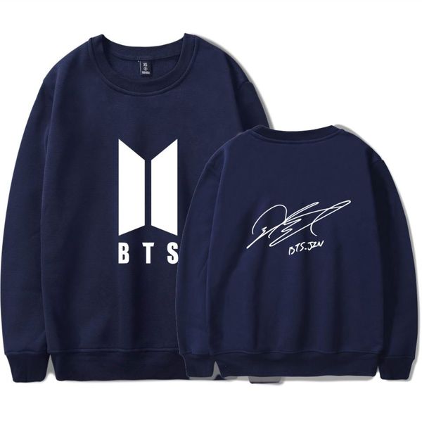 

bts new member signature jungkook k-pop women love yourself capless sweatshirt fashion hip hop female fans closthes, Black