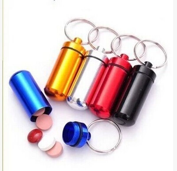 

roundaluminum alloy bottle outdoor new fancy key buckle portable cartridge box key hanging bottle, Silver