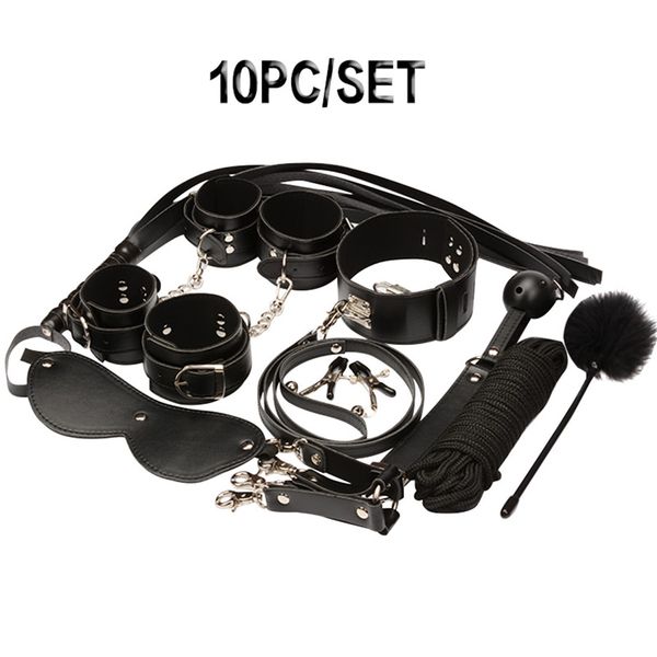 10pcs Bondage Set Bondage Fesseln Sex Kit Ballknebel Manschette Peitsche Paar Sklavenspiel #R78