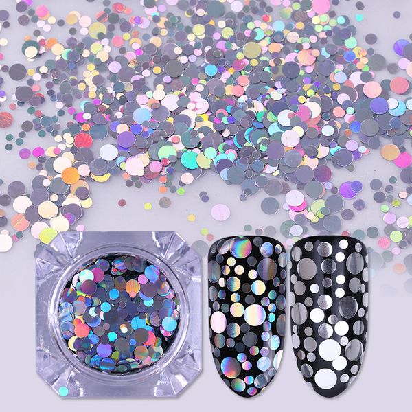 

2pcs/set holographic silver nail glitter sequins pink ab color iridescent flakies star heart round paillette tips uv gel polish, Silver;gold