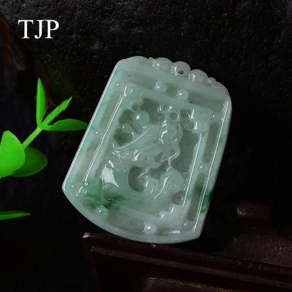 

myanmar natural a cargo jade dragon pendant jewelry old pit species floating flower dragon zodiac necklace ing, Silver