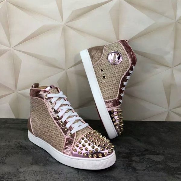 

Роскошные Высокие Верхние Модные Блестящие Шипованные Шипы Красные Нижние Кросс