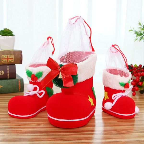 Noel Hediye Çantası Elf Ruhu Şeker Boot Ayakkabı Stocking Sahipleri XMAS Parti Dekorasyon İpli Dolgu Çanta Kalem Tutucu tatil favor SN1428