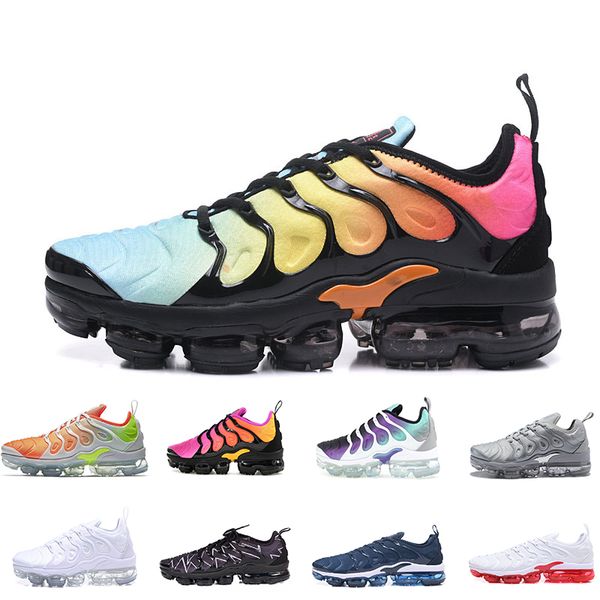 

2018 TN Men Running Shoes Photo Blue Cargo Khaki Triple White Sports shoes Silver Gradient Sherbet Athletic Sneakers drop shipping