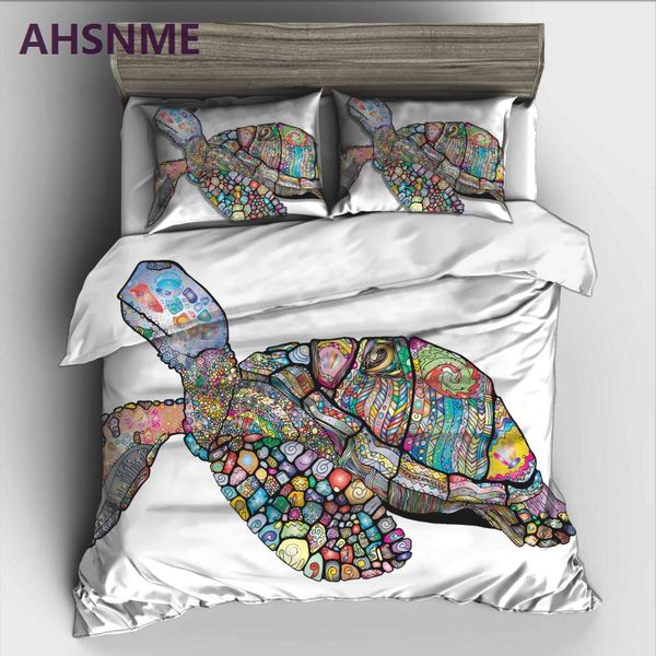 

ahsnme colored big turtle bedding set high-definition print quilt cover for ru au eu us size market king  jogo de cama