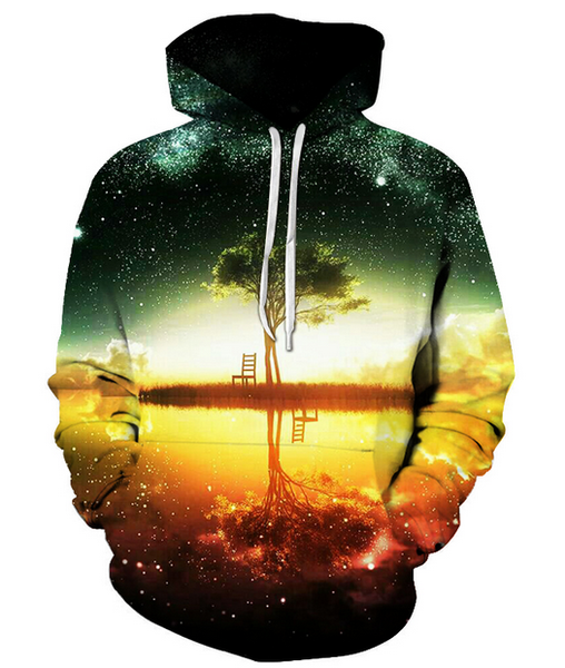 

fashion women/men tree harajuku style funny 3d print casual hoodies plus size kk161, Black