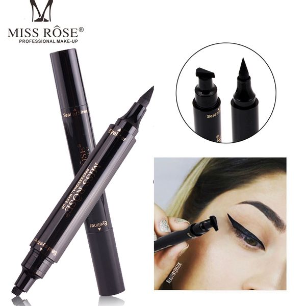 

2017 new miss rose brand eyes liner liquid make up pencil waterproof black double-ended makeup stamps eyeliner pencil